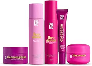 Give Me Cosmetics, Skincare Set, with Green Tea & Vitamin E Cleansing Balm, Hyaluronic Acid & Retinol Serum, Witch Hazel Toner, Eye & Face Cream, Gifts for Women and Teenage Girls