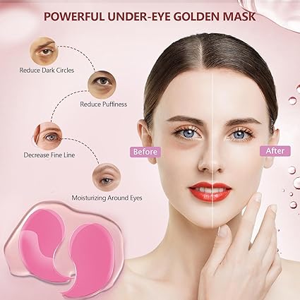 Pink Undereye Mask (60 Pcs), Collagen Hydrating Gel Pads, Reduce Puffiness, 30 Pairs Under Eye Patches for Dark Circles Puffy Eyes Treatment, Wrinkle, Women Men Beauty Personal Skin Care Products