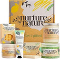 NURTURE BY NATURE Spa Gift Set – 6 Piece Uplifting Pamper Gift Set for Women with Soap, Body Scrub, Hand Cream & Candle – Vegan - Valentines Gifts for Her, Mothers Day Gifts, Self Care Birthday Gift