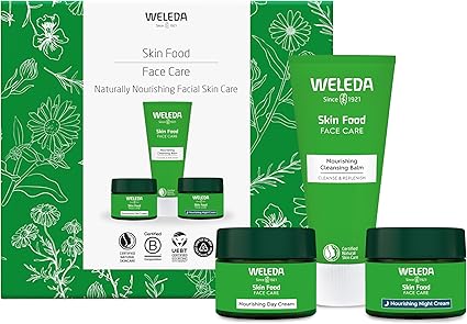 Weleda Skin Food Face Care Gift Set, 3in1 Skin Care Set - Skin Food Cleansing Balm, Day Cream & Night Cream, for Women & Men, Certified Natural
